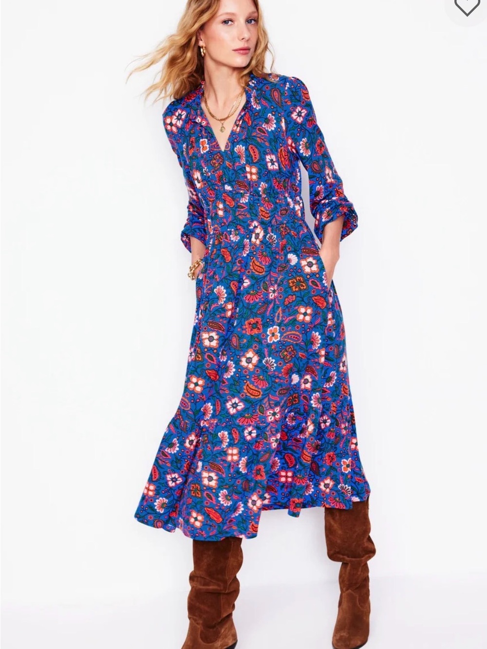 NEW Boden Rosamund Jersey Midi Tea Dress
Blue,Oriental Paradise